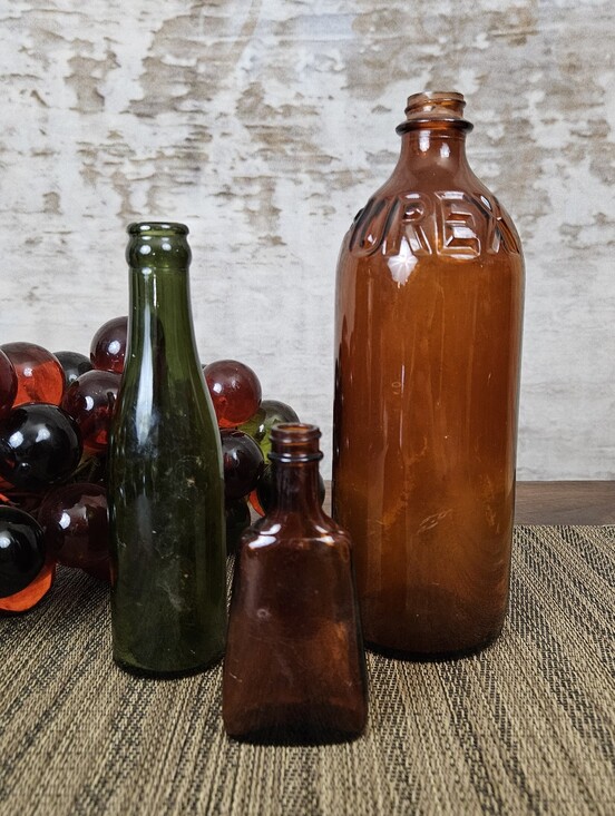 Vintage Other - Vintage Glass Bottles Schilling McCormick Purex Vintage Amber Found Objects